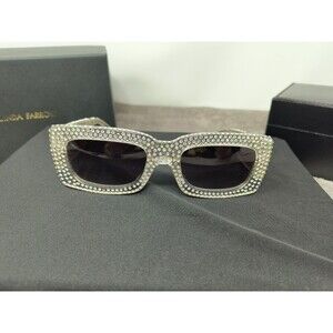 Linda Farrow THE ATTICO Oversized Crystal Rectangular Sunglasses FLAWS - READ